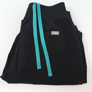 Figs set! Black Track Pants with Teal Drawstrings and Matching scrub top